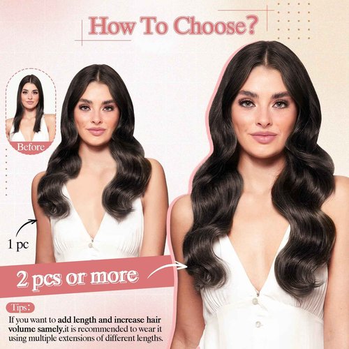 SEGO Pro One Pieces Clip in Hair Extensions Human Hair Upgraded V-Shaped 5 Clips in Hair Extensions Human Hair Long One Piece Hairpiece for Women,20 Inch,#02 Dark Brown,70g