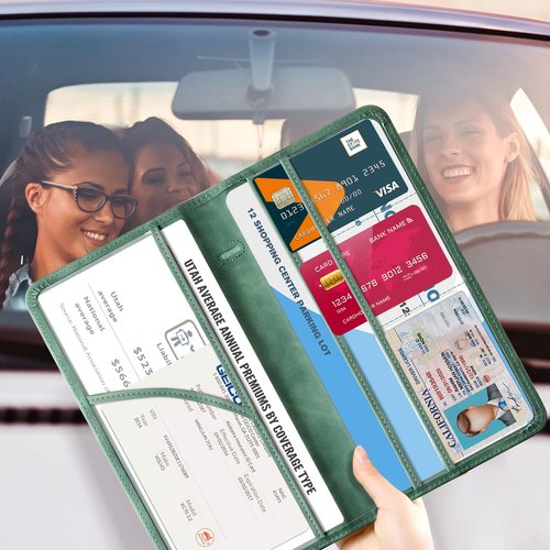 CoBak Car Registration and Insurance Holder - Vehicle Glove Box Car Organizer,Auto Truck Comparment Accessories Case with Magnetic Closure for Essential Document,Driver License,Cards