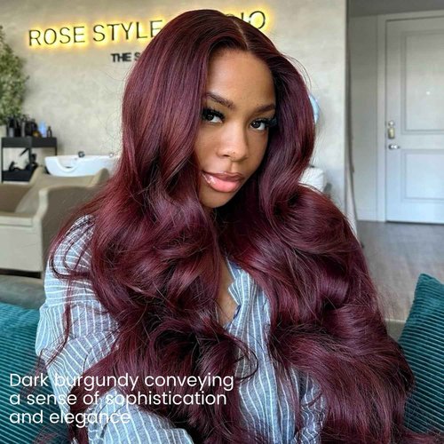 ALHER #99j Burgundy Body Wave 4x4 Closure Free Part Human Hair 18 Inch, 12A Dark Burgundy Wine Red Colored Wavy HD Lace Closure, 100% Unprocessed Virgin Remy Hair Pre Plucked With Baby Hair Closure