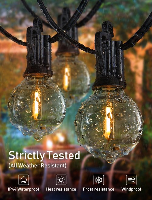 Brightown Outdoor String Lights, 200 FT(100FT*2) Globe Patio Lights with 100 G40 Shatterproof Bulbs, Waterproof Connectable Commercial Hanging Light for Backyard Bistro Porch Cafe