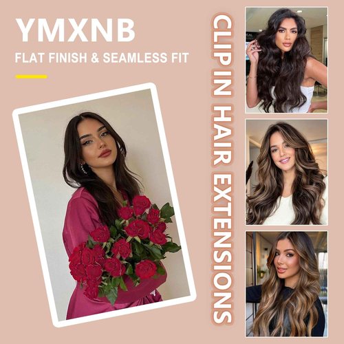 YMXNB Clip In Hair Extensions Real Human Hair 24Inch 120g 100% Remy Human Hair Extensions Clip Ins Invisible Seamless Straight Human Hair Clip In Extensions 7pcs Double Weft Natural Black