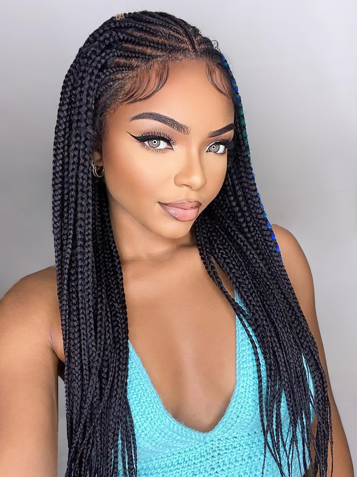 GORGIUS Braided Lace Front Wigs Pre Plucked Knotless Box Braid Wig with Baby Hair Pre Braided Glueless Synthetic Cornrown Wig For Women