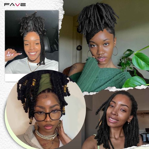 FAVE 6 Inch Human Hair Dreadlock Extensions, Upgraded Loc Extensions 100% Handmade Dreads Extensions for Women Can Be Dyed/Bleached/Curled (Width 0.6cm，Natural Black，30 Strands)