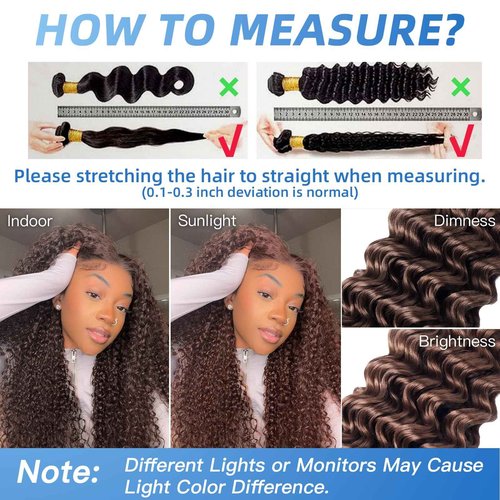 Enaiiby Chocolate Brown Bundles Human Hair 14 16 18 Inch Brazilian Color 4 Deep Wave Bundles Human Hair Unprocessed Breezy Wave Virgin Hair for Black Women with Silky Texture & Quick Weave