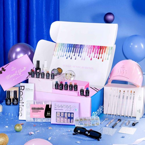 Beetles Gel Nail Polish Kit with U V Light - Gift Box Wild Gleam Collection 36 Colors Nail Polish Kit 75 Pcs for Women Girls Gel & Top Base Coat with Brushes & False Nails Tip Must Have Salon at Home