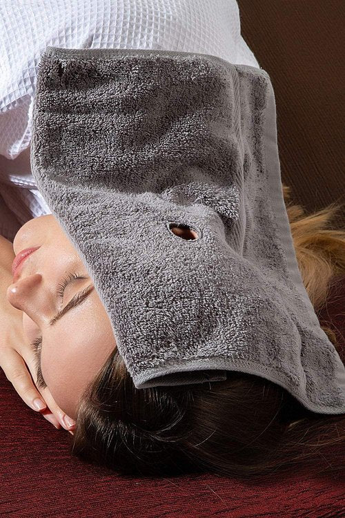 6 Ear Candling Treatment Towels with 20 pcs Ear Candling Protective Discs, Gray and White. Please Note, Ear Candles not Included