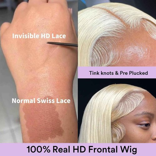 SIYUSI 30Inch 613 Lace Front Wig Human Hair,5x5 HD Transparent Lace, 200% Density Straight Brazilian Blonde Wig, Pre-Plucked with Baby Hair