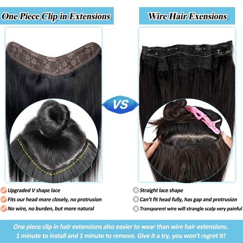 Body Wave Clip in Hair Extensions Real Human Hair, 16” One Piece V Shaped Human Hair Clip in Extensions for Black Women Balayage Natural Black to Grey Remy Hair Clip ins Extensions Clip ins Hair Weft