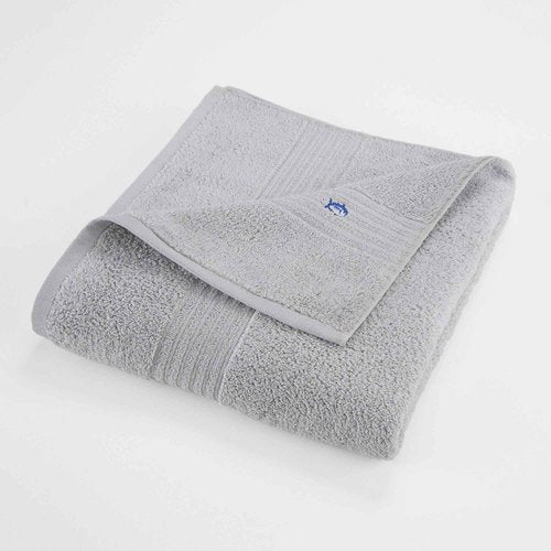 Southern Tide Oversized Bath Towel – 33" x 65" – Plush, Absorbent Cotton Blend with Intelliweave™ – Low Lint, Fade Resistant, Embroidered Skipjack Logo – Soft Coastal Comfort – Light Grey