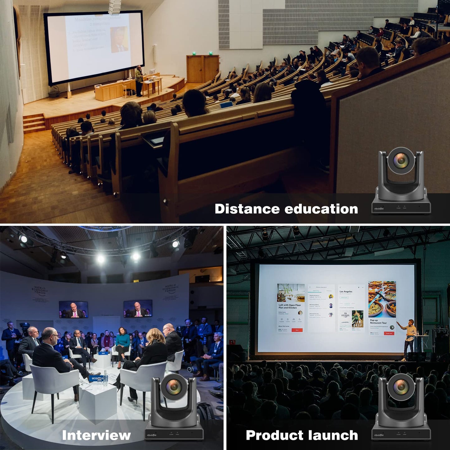 zowietek New Gen PTZ Camera PoE | AI Tracking | 20X Optical Zoom | Simultaneous SDI，HDMI and USB Outputs | IP Live Streaming for Meeting, Church, Events, Teaching