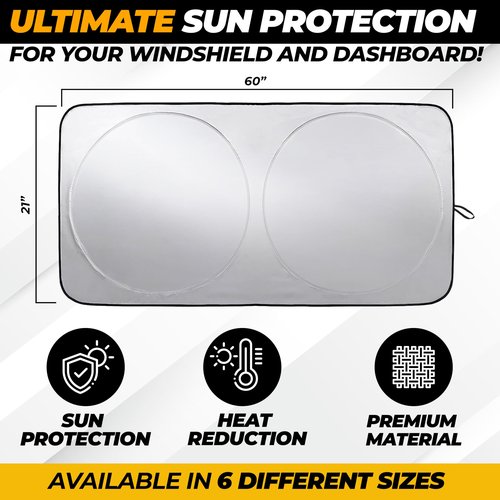 Autovir Jeep Windshield Sunshade | Protects Sun Visor from UV and Heat Protection | Fits for Wrangler, Gladiator, and Rubicon Models | Keeps Your Car Cool and Comfort | X-Small (60" x 21")