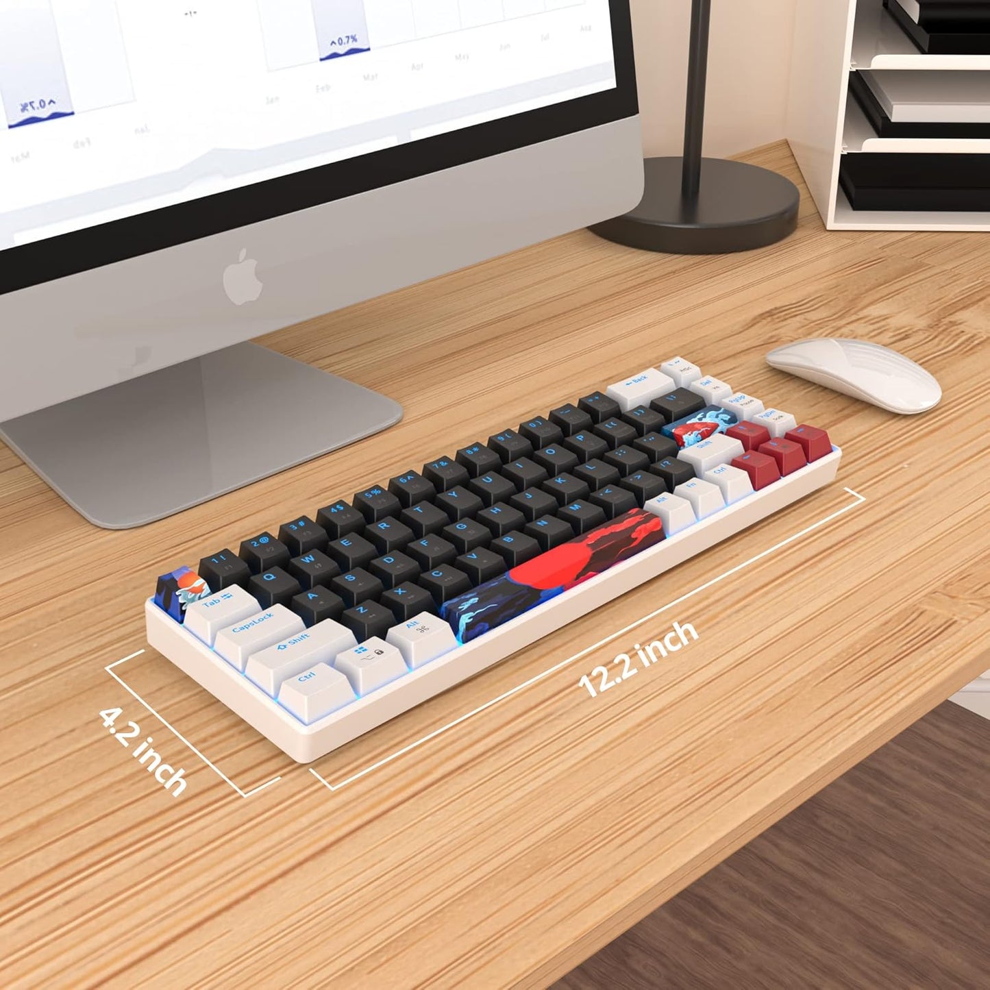60 Percent Gaming Keyboard 60% Mechanical Keyboard LED Backlit Ultra Compact Wired Keyboard with Red Switch for Windows Laptop Gamer(61 Blue Samurai)
