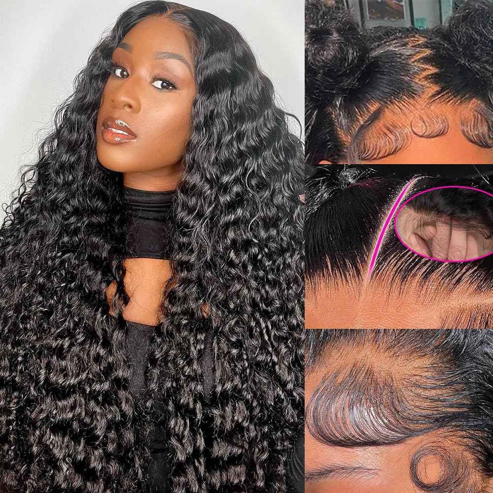 Kucmir 30 Inch Wigs Human Hair 13x6 Lace Front Wigs Human Hair Pre Plucked Deep Wave Lace Front Wigs Human Hair for Women Wigs Human Hair with Baby Hairline