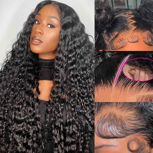 Kucmir 30 Inch Wigs Human Hair 13x6 Lace Front Wigs Human Hair Pre Plucked Deep Wave Lace Front Wigs Human Hair for Women Wigs Human Hair with Baby Hairline