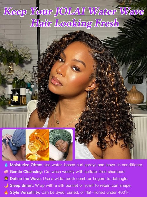 Water Wave Curly 1b/30 Human Hair Bundles 28 Inch - Brown Highlight and Black Balayage Bundles Wet and Wavy Sew In Weave, 12A Glossy 100% Unprocessed Brazilian Raw Virgin Hair, P1b/30 Color, Single