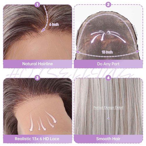 testar Platinum Blonde Wig Lace Front Wigs for White Women 13X6 HD Lace Straight Platinum Wigs 28IN Long Hair Wig Lace Wigs for Women Daily Use