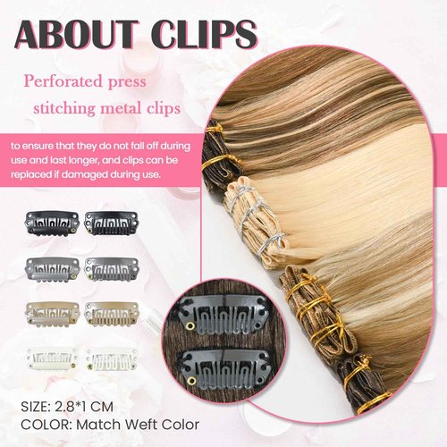 Aison Medium Brown Clip in Human Hair Extensions 115G 100% Real Human Hair Clip in Extensions Soft Silky Straight 7pcs 16clips One Pack(22 Inch #4)