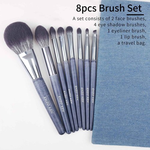 ENZO KEN Natural Purple Badger Hair Makeup Brushes Set Professional, Walnut Makeup Brush Set with Case, Cosmetic Brushes Makeup Set, Natural Makeup Brushes, Natural Bristle Makeup Brushes - ShuiMo