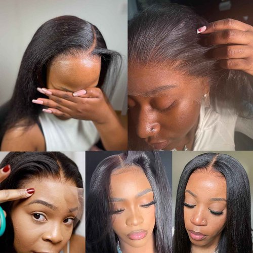 BEEOS Yaki Straight 5x5 SKINLIKE Real HD Lace Closure, Pre-Plucked Bleached Knots Natural Black Human Hair 16 Inch