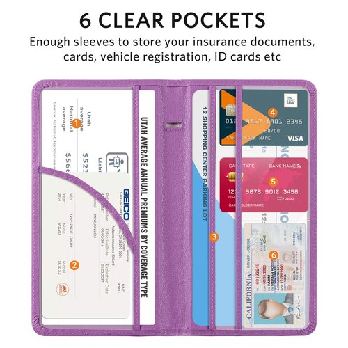 CoBak Car Registration and Insurance Holder - Vehicle Glove Box Car Organizer,Auto Truck Comparment Accessories Case with Magnetic Closure for Essential Document,Driver License,Cards