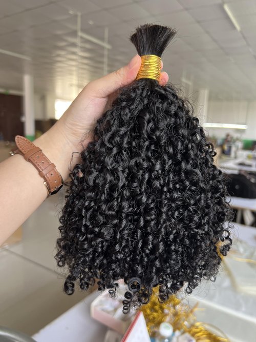 Limited Beauty Afro Kinky Bulk Human Hair Extensions 100% Unprocessed Brazilian Virgin Micro Kinky Curly Braids Hair Braids Double Drawn Full End Bulk Hair 20 Inch 100g - Black