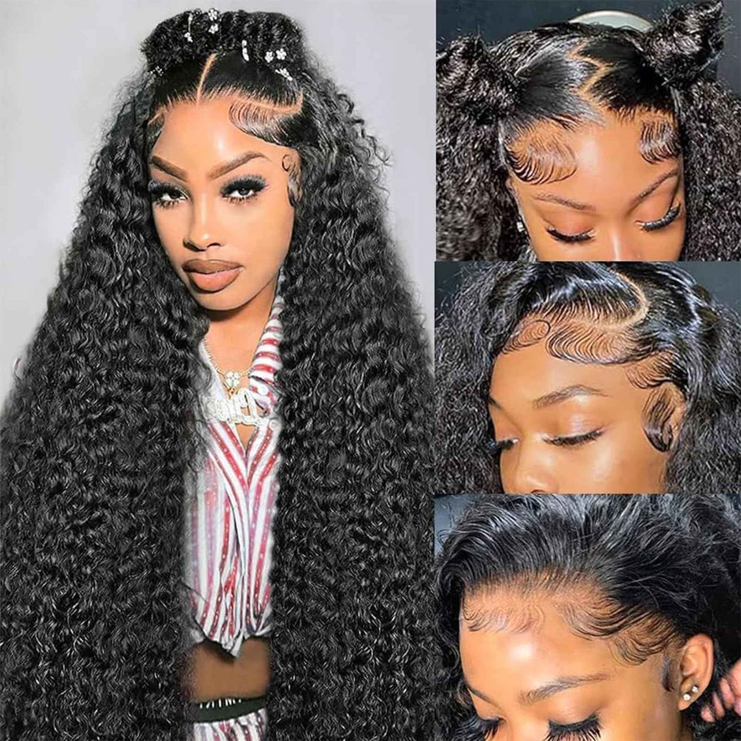 26 Inch Deep Wave Lace Front Wigs Human Hair 250 Density 13x6 HD Lace Frontal Wigs Human Hair Pre Plucked Deep Curly Glueless Wigs for Women