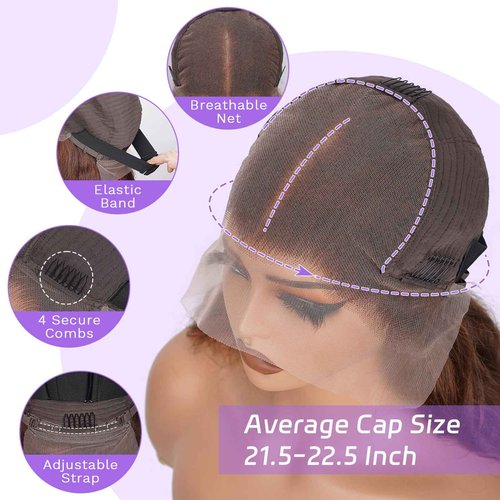 CUMASE 250 Density Body Wave Chocolate Brown Wig, 13x6 Lace Front Wigs Human Hair Pre Plucked, 100% Real Human Hair 4# Brown Wig for Women 16 Inch