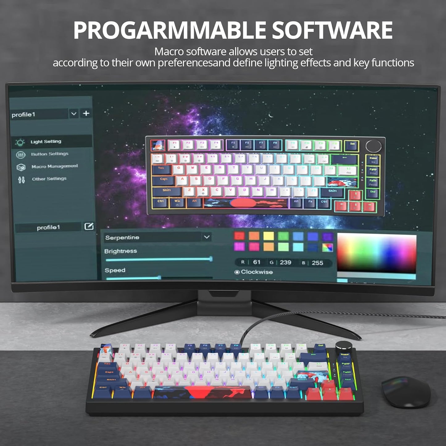 75% TKL Wired Mechanical Keyboard,RGB Backlit Gasket Mount 82 Key Hot Swappable Custom Linear Red Switch Gaming Keyboard with Volume Knob & PBT Keycaps (82 White Earth)