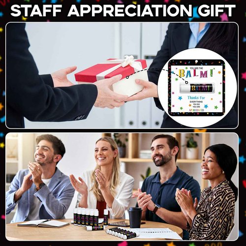 Sacubee 200 Pack Christmas Employee Appreciation Gift Bulk Lip Balm Teacher Staff Team Xmas Thank You Gift You're the Balm Thanksgiving Party Favors Christmas Stocking Stuffers for Women Men Volunteer
