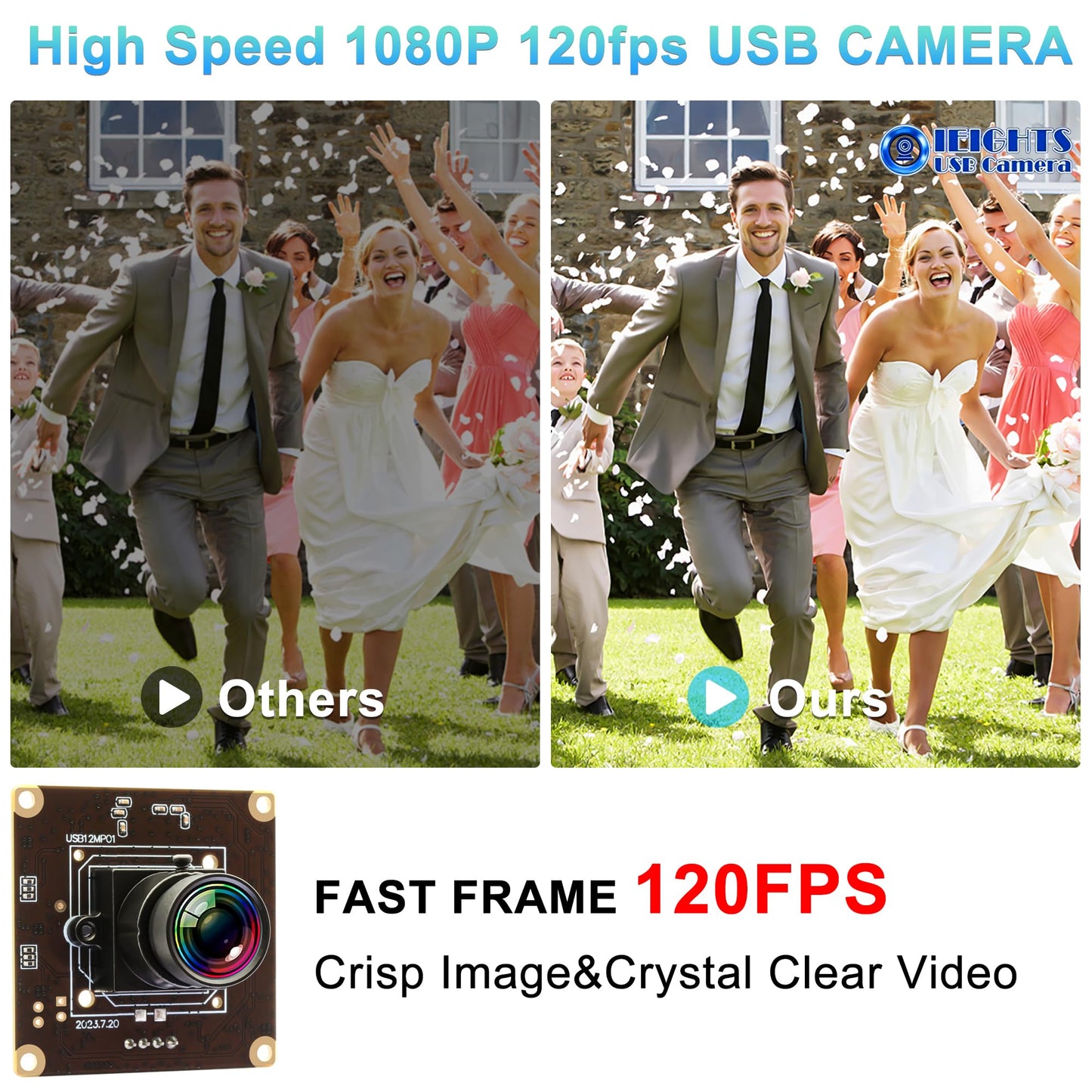 120fps USB Camera Module Wide Angle 100degree Low Distortion Lens Webcam Board for Laptop 11.6mp Lightburn Camera Mini UVC USB2.0 High Speed PC Camera Industrial USB Security Web Camera for Computer