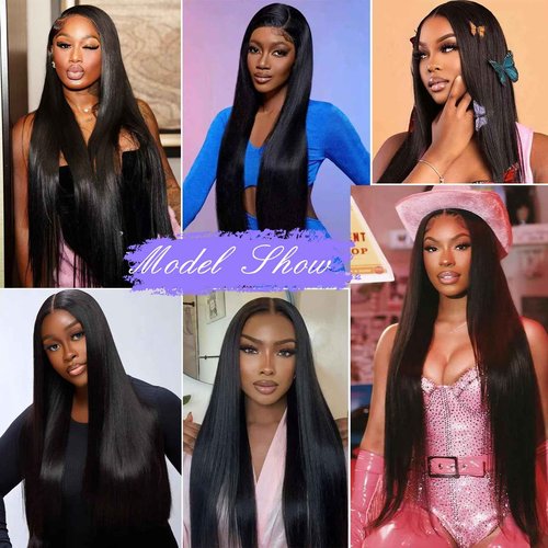 Mziio 28 Inch Straight Human Hair Wig 200% Density HD Lace Front Wigs Human Hair with Natural Hairline 13x6 Straight Lace Front Wigs Human Hair Pre Plucked Glueless Wigs Human Hair For Women