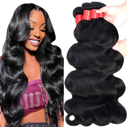 Brazilian Body Wave Bundles Human Hair 18 20 22 24 Inch 12A 100% Unprocessed Virgin Human Hair Weave 4 Bundles Deals Natural Black Color