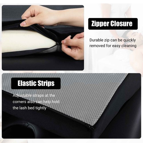 BALAPET Ergonomic Curvy Foam Massage Bed Mattress Topper, 70" x 28", Black, Supportive Massage Table Mattress Pad, Non-Slip Lash Bed Cushion, Velvet Cover, Easy Clean, Adult, Hypoallergenic