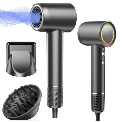 Hair Dryer, 160000 RPM Professional High Speed Ionic Blow Dryer, 500 Million Negative Ions & Heat-Control & Low Noise Hairdryer with Magnetic Diffuser for Fast Drying All Hair Types, No Heat Damage