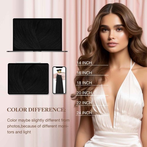 GOO GOO I Tip Hair Extensions, Real Human Hair, 20inch 100g 100S, Cold Fusion I Tip, Invisible Remy, Jet Black