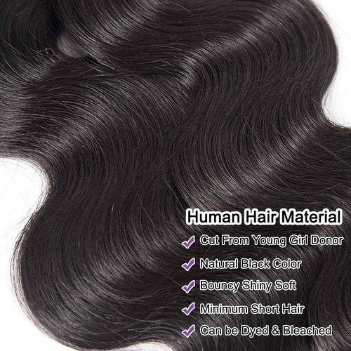 Human Hair Bundles Body Wave 20 22 24 Inch Bundles Human Hair 12A Brazilian Virgin 100% Unprocessed Quick Weave Hair Bundles for Black Women Natural Color