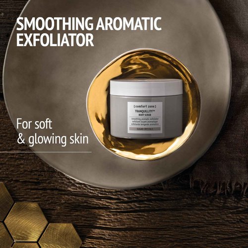 [ comfort zone ] Tranquillity™ Body Scrub, Soothing Aromatic Gentle Exfoliator Enriched with Sugar Crystals and Amaranth & Almond Essential Oils, for an Instantly Smoother and Softer Skin, 10.06 Oz.