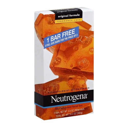 Neutrogena Transparent Facial Bar Unscented Pack, (Pack of 6)
