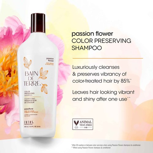 Bain de Terre Color Preserving Shampoo and Conditioner Set & Shine Serum | Passion Flower | Protects & Maintains Color-Treated Hair | Paraben Free | Color-Safe | 33.8 Fl Oz