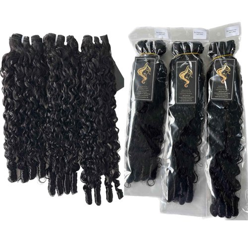 Burmese Curly Bundles Human Hair 16 18 20 Inches 3Pcs Curly Human Hair Bundles Water Wave with Spiral End Unprocessed Burmese Raw Hair Extension 3c4a Quick Weave Hair for Women Natural Color