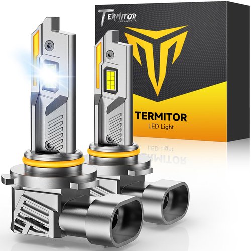 Termitor 9012/HIR2 Light Bulbs, 𝟔𝟎,𝟎𝟎𝟎𝐋𝐌 𝟏𝟎𝐗 Ultra-Bright 6500K, 𝟑𝟔𝟎° Adjustable Quick Install, 𝐑𝐞𝐚𝐥 𝟏:𝟏 Size Direct Replacement 9012 Fog Light Bulb, IP68, Plug N Play, Pack of 2