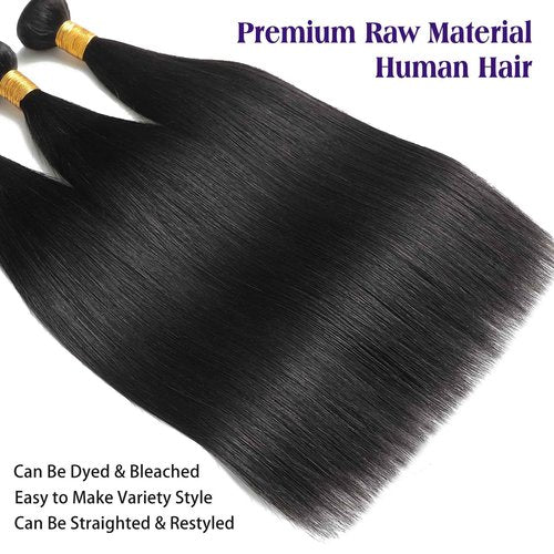 Straight Human Hair Bundles Raw Bundles Human Hair 20 22 24 Inch 12A Unprocessed Virgin Hair Extensions for Sew In Quick Weave Glossy Remy Hair Bundle for Women