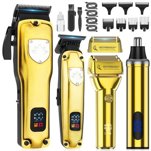 Karrte Professional Hair Clippers and Trimmer Set for Men, T-Shaper Trimmer & Foil Shaver, Nose & Ear Hair Trimmer, Cordless Clippers and Grooming Set, Hair Cutting Kit