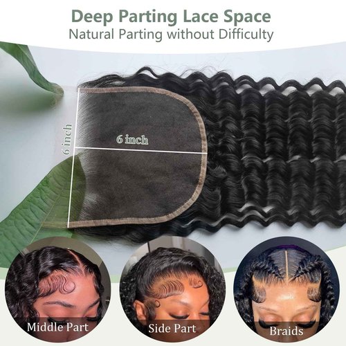 6x6 HD Lace Closure Loose Deep Wave Human Hair 18 Inch - 0.10mm Ultra-thin Invisible Skinlike Real HD Lace 6x6 Closure, 100% Pre Plucked Brazilian Raw Virgin Hair Skinlike HD Lace Closure Wet and Wavy