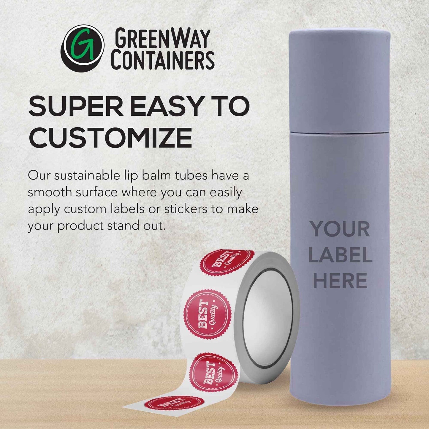 GreenWay 0.3oz / 8.5g Kraft Paperboard Lip Balm Tubes with Lids - 50 Pack Lip Gloss Tubes Refillable DIY Cosmetic Containers - Lip Balm Containers Chapstick Tubes Empty Holder Tubes - Black
