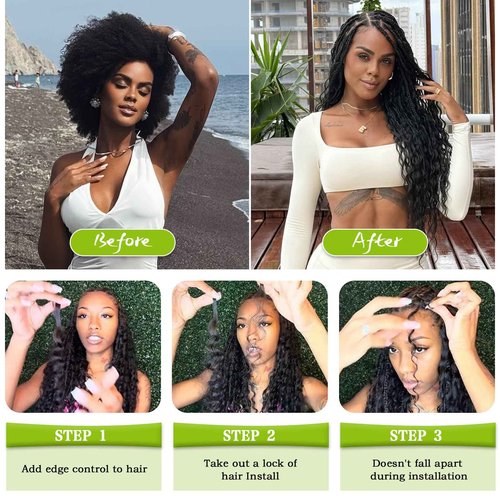 Human Braiding Hair for Boho Braids 75g 24 Inch Deep Water Wave Bulk Human Hair for Braiding No Weft 12A Boho Curly Human Hair for Braiding 10 Bundles/Pack Natural Color