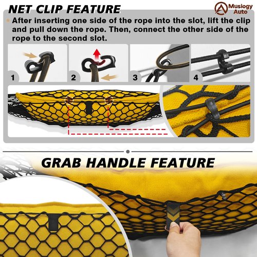 Muslogy Truck Bed Cargo Net Compatible with Toyota Tacoma 2005-2022 2023 Accessories Storage Organizer Pickup Truck Bed Envelope Style Cargo Net with Heavy Duty Carabiner