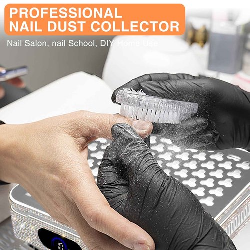 Rechargeable Nail Dust Collector, 10-Gear Powerful Cordless Nail Fan Dust Collector for Nails Vacuum Duster Professional Dust Collector for Nail Tech