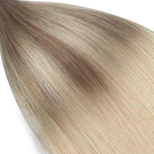 ABH AmazingBeauty Hair I Tip Hair Extensions Human Remy Hair 24 Inch I tip Ombre Ash Brown to Blonde Remy Pre Bonded Fusion Human Hair Extensions Balayage Invisible Straight 50strands 50 Grams