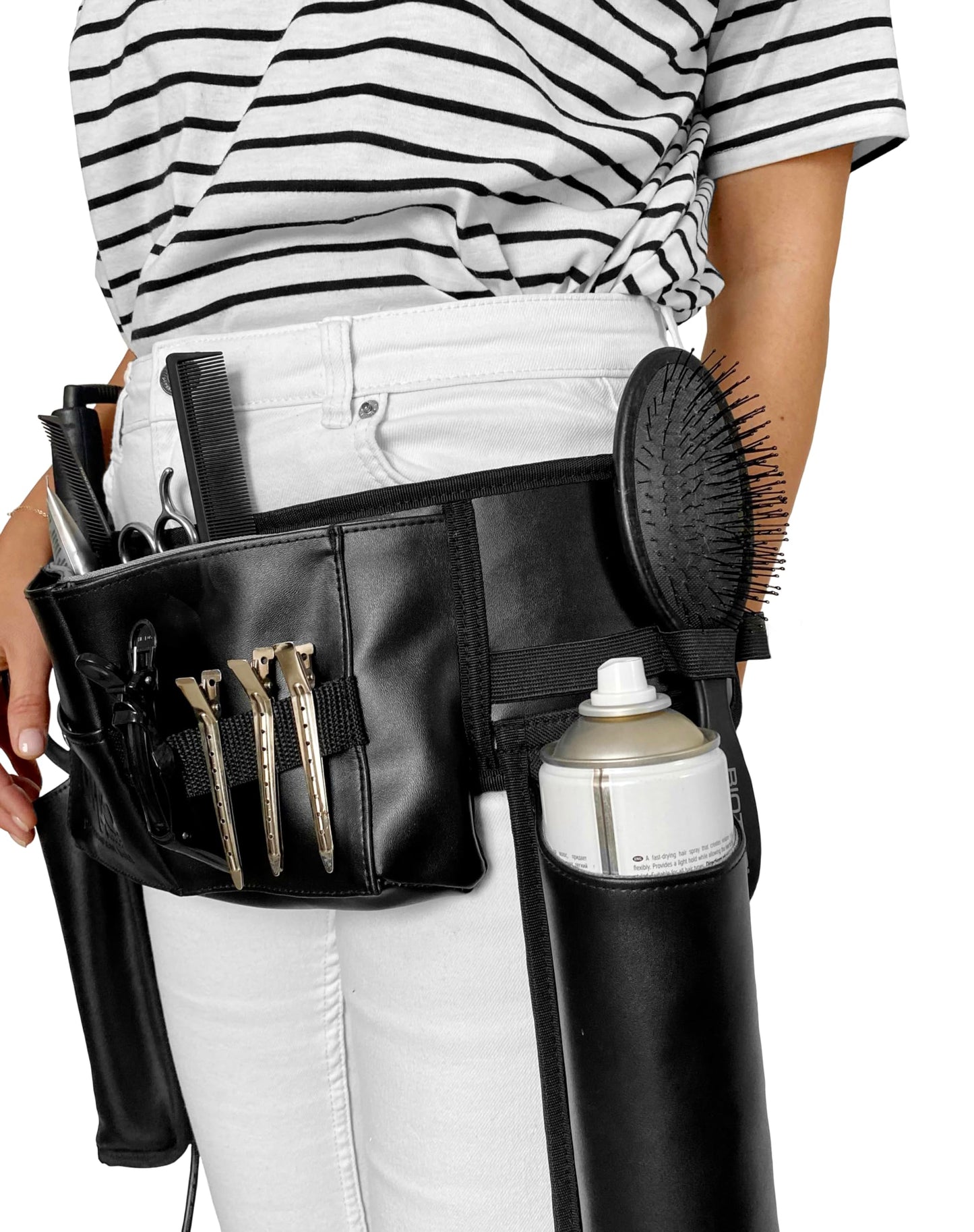 Professional Hair Stylist & Hairdresser Working Belt: Efficient Tool Organization & Workflow Enhancement with Thermal Pocket for Curling Irons Hair Dryers, & Hairspray - Ideal for On-The-Go Stylists